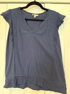 Lucky Brand Slate Blue V-Neck Short Sleeve Top